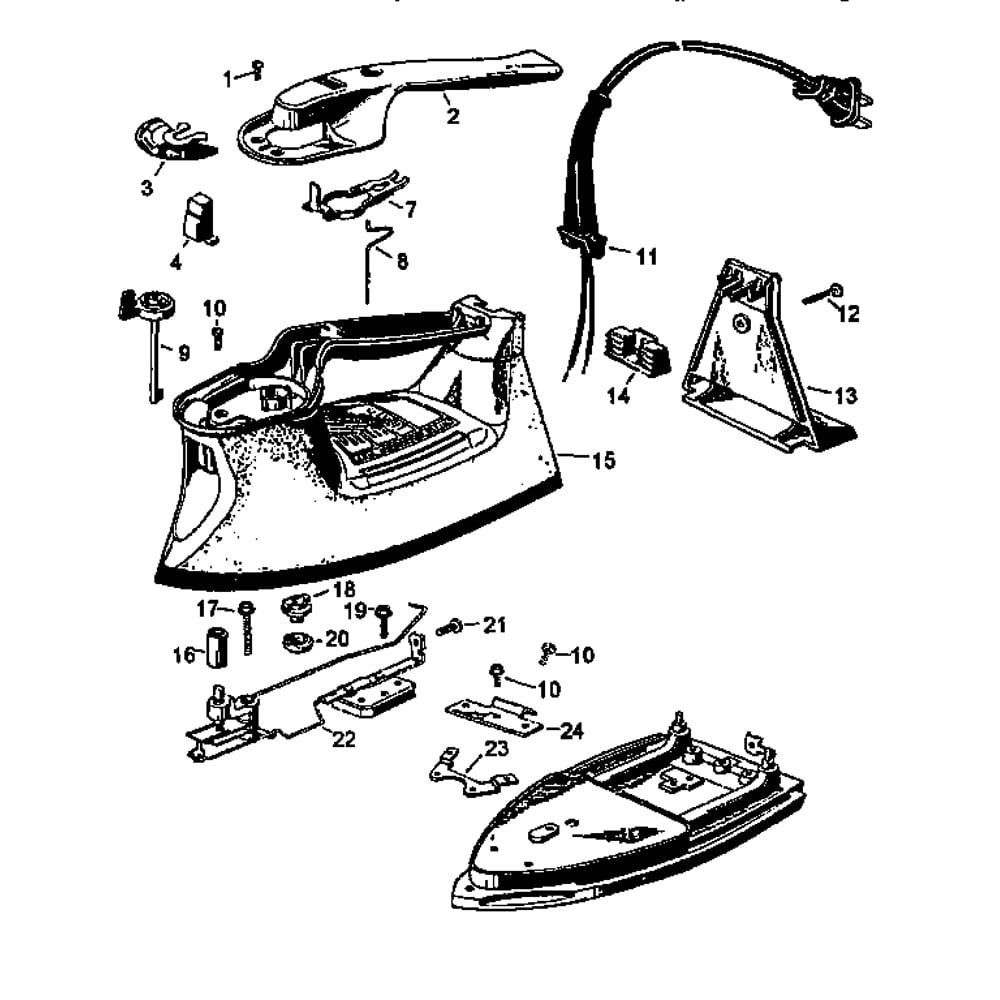 Replacement Parts Diagram and Parts List for FL280AMS  Black and Decker Iron
